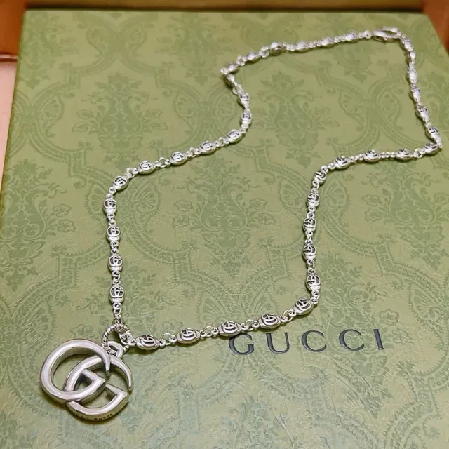 Gucci GG Marmont Interlocking G Pendant Silver-Tone Necklace 4