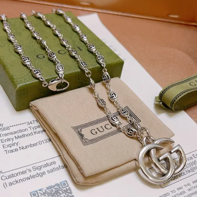 Gucci GG Marmont Interlocking G Pendant Silver-Tone Necklace 6