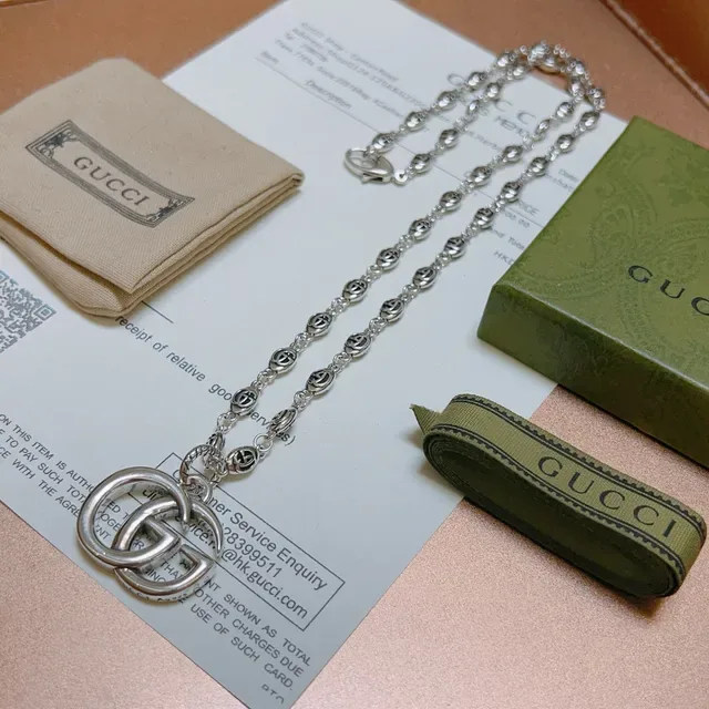 Gucci GG Marmont Interlocking G Pendant Silver-Tone Necklace 7