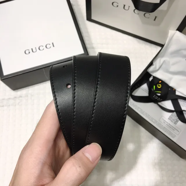 Gucci GG Marmont Pearl-Embellished Black Leather Belt 3