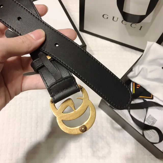 Gucci GG Marmont Pearl-Embellished Black Leather Belt 7