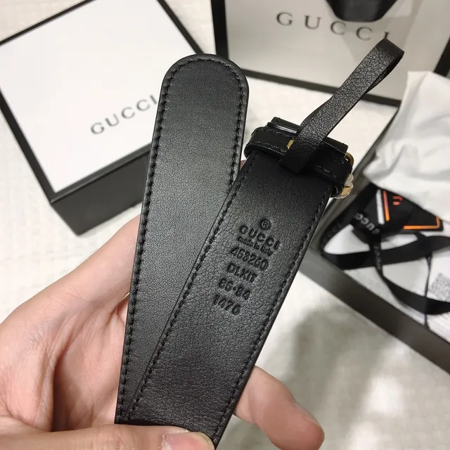 Gucci GG Marmont Pearl-Embellished Black Leather Belt 8