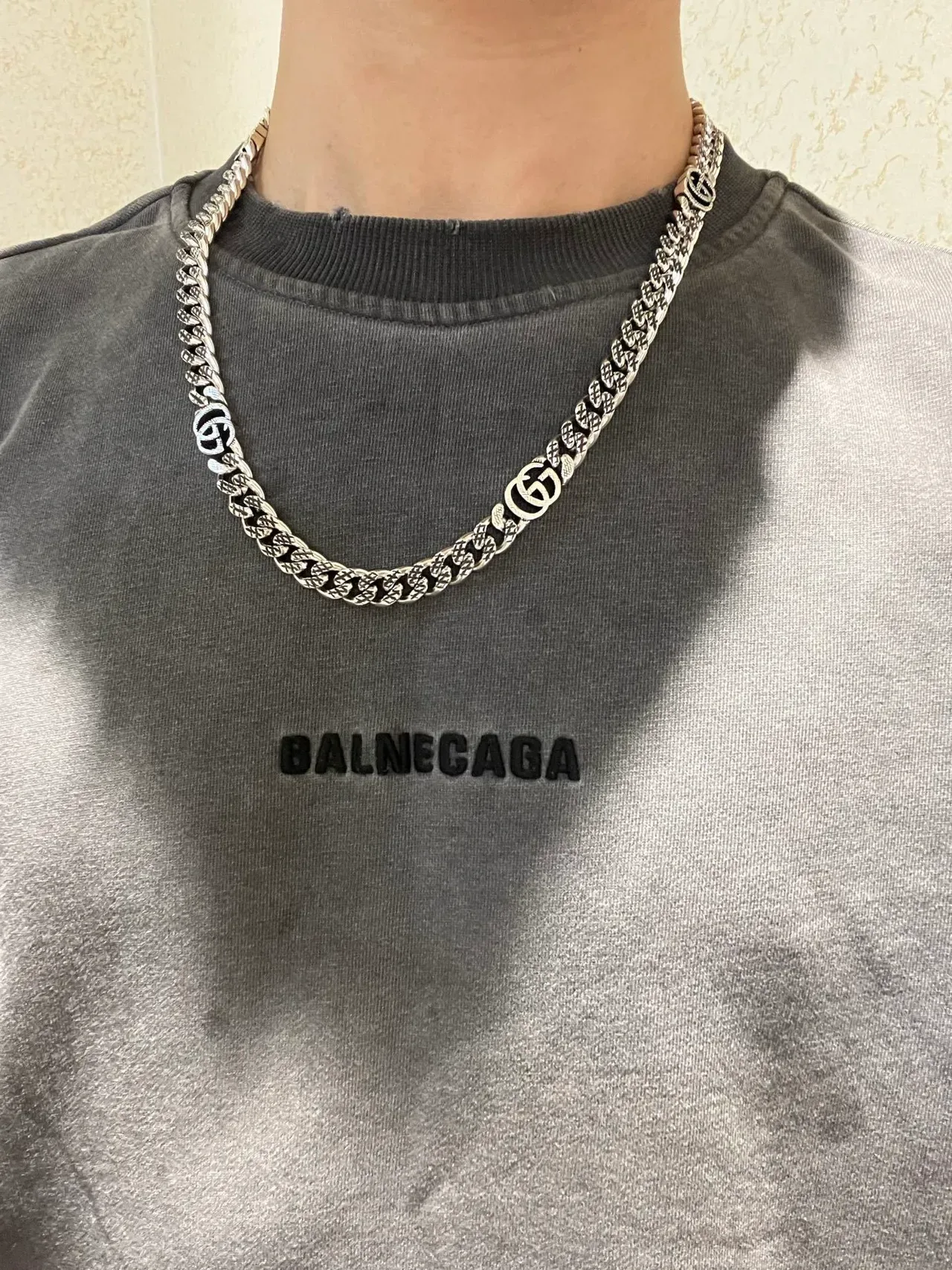 Gucci GG Marmont Silver Curb-Link Chain Interlocking G Logo Motifs Necklace 2