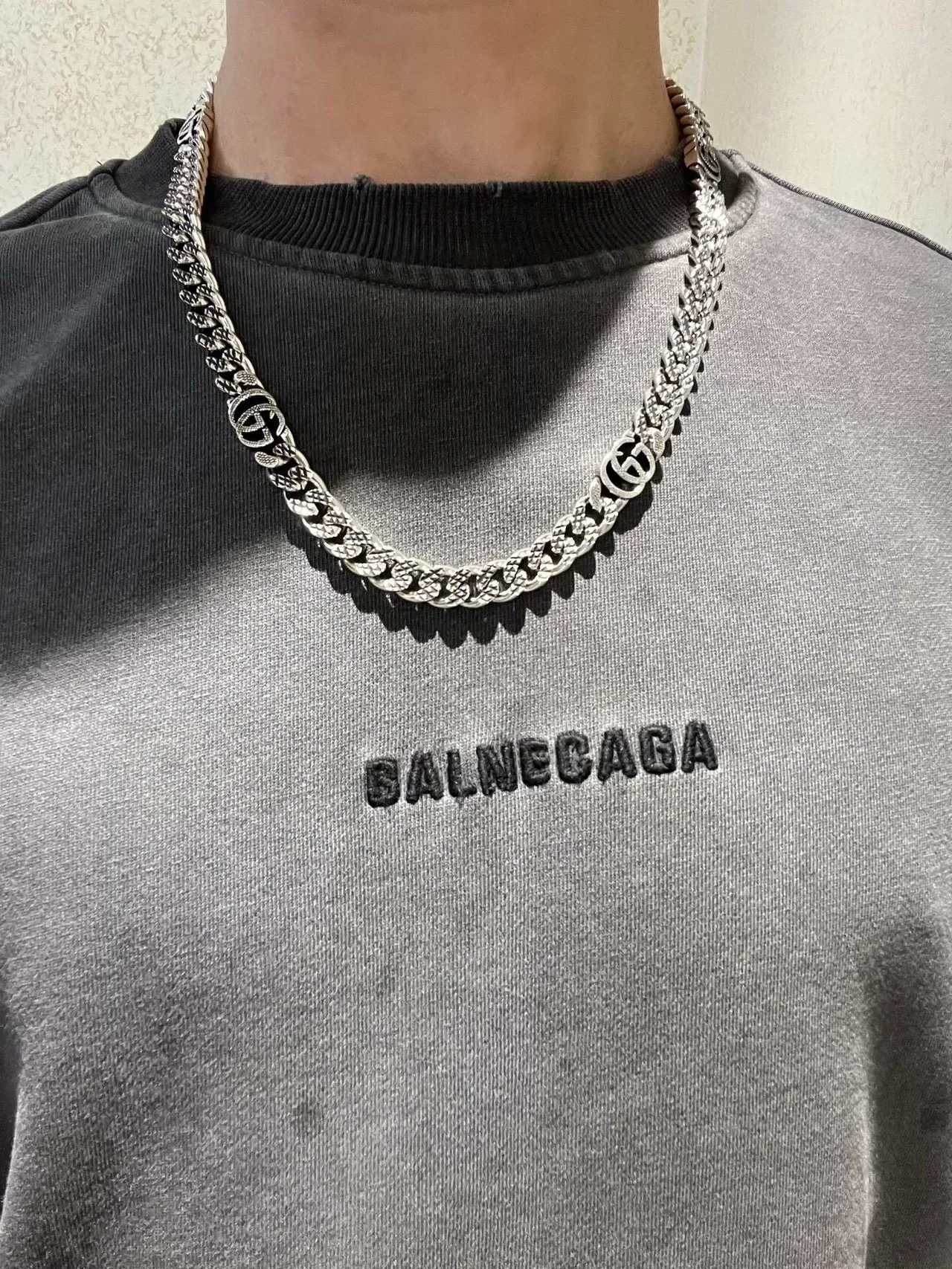 Gucci GG Marmont Silver Curb-Link Chain Interlocking G Logo Motifs Necklace 5