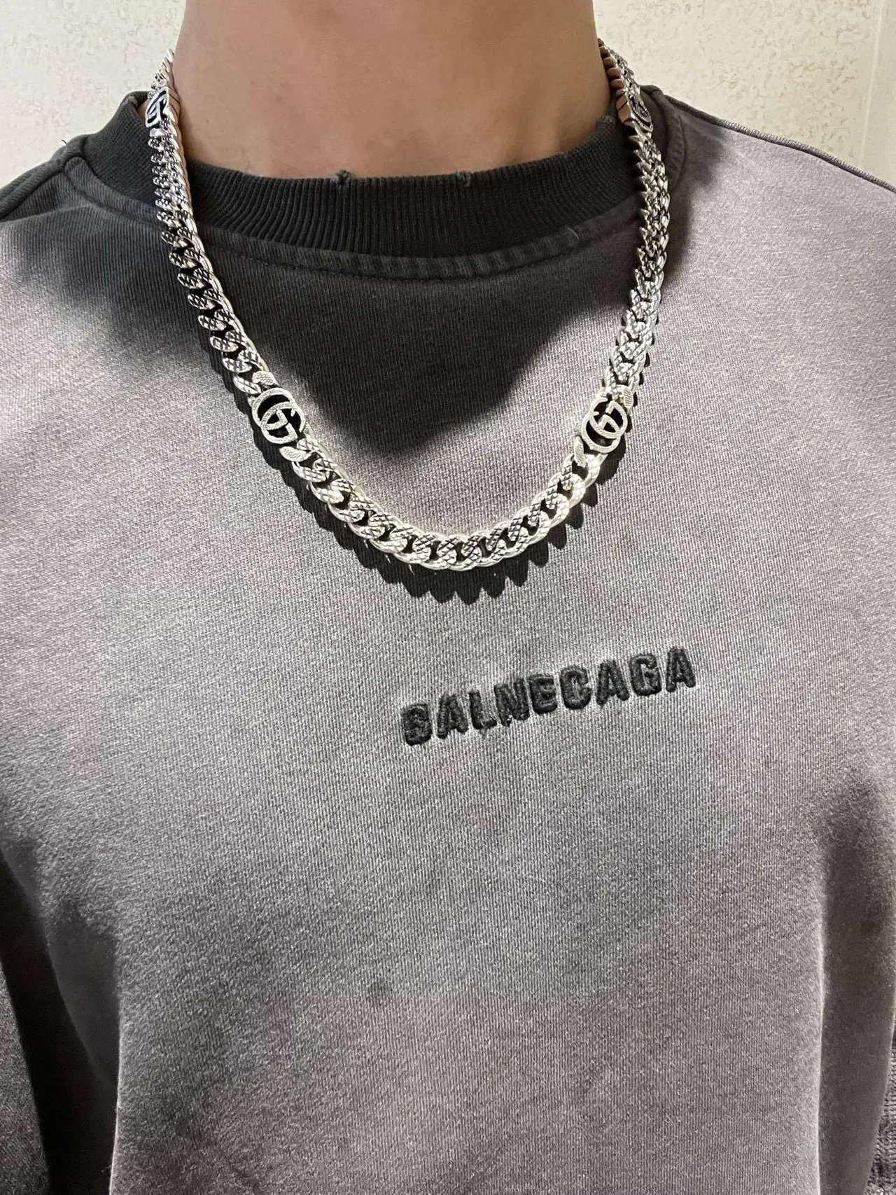 Gucci GG Marmont Silver Curb-Link Chain Interlocking G Logo Motifs Necklace 8