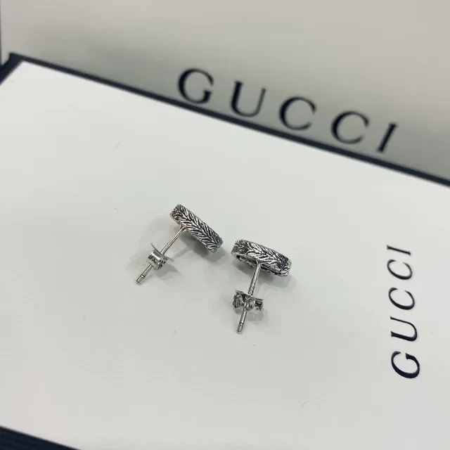 Gucci GG Marmont Silver Interlocking G Logo Circular Stud Earrings 6