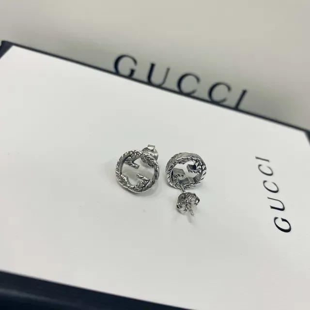 Gucci GG Marmont Silver Interlocking G Logo Circular Stud Earrings 8