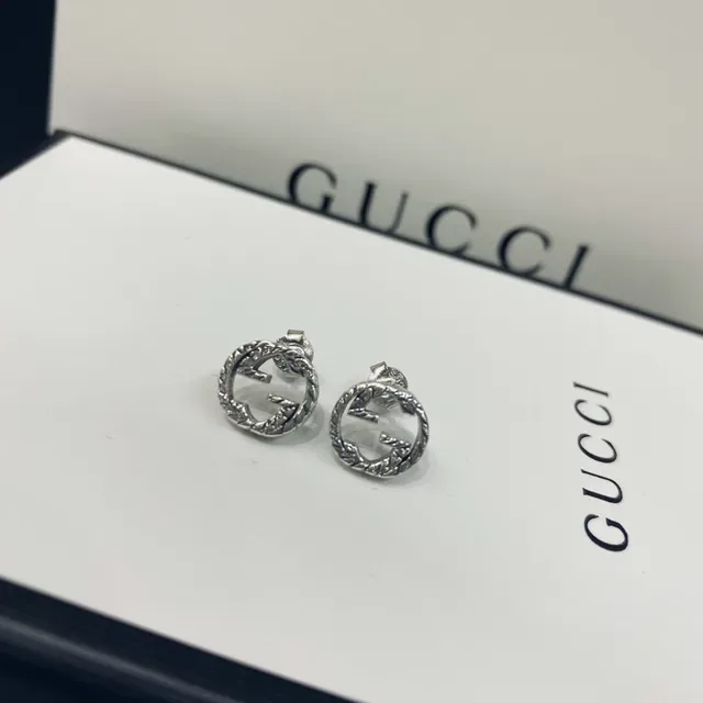 Gucci GG Marmont Silver Interlocking G Logo Circular Stud Earrings 9