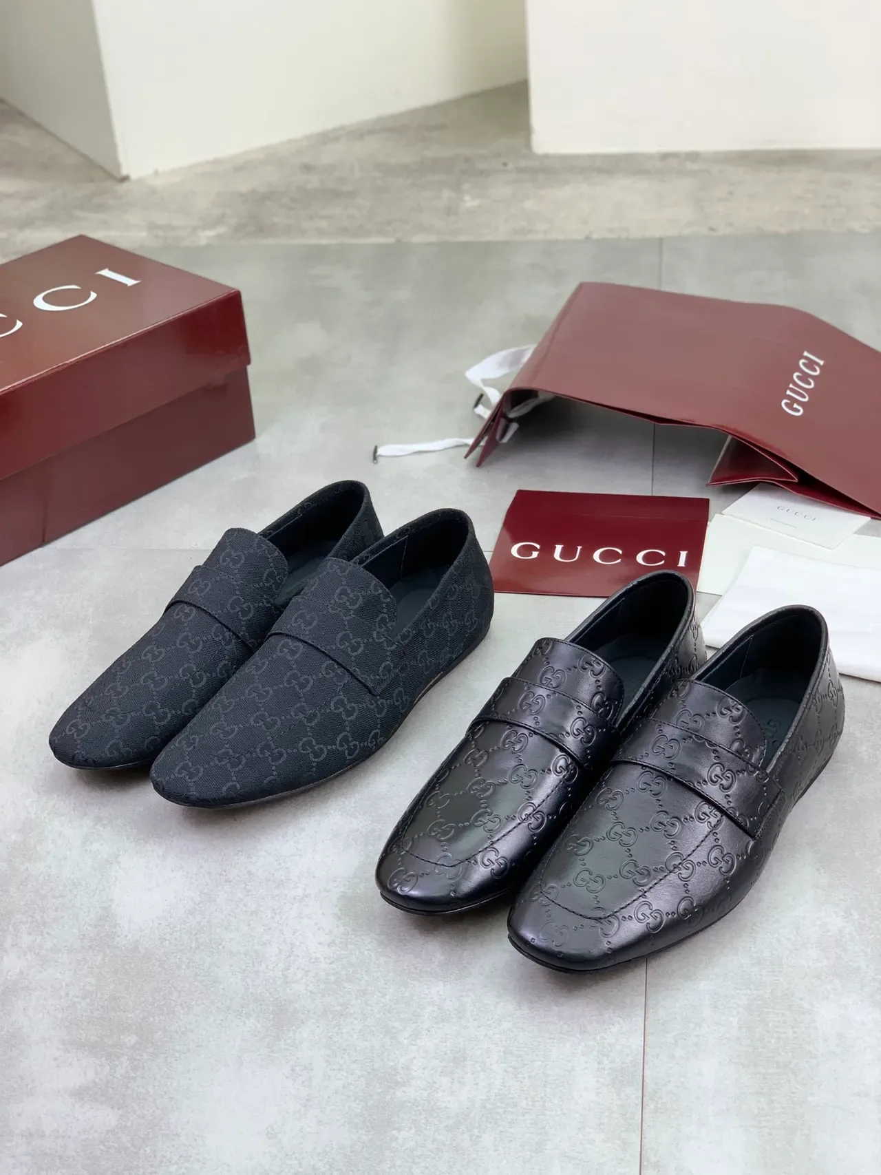 Gucci GG Monogram Jacquard Mocassin Slip-On Noir 2