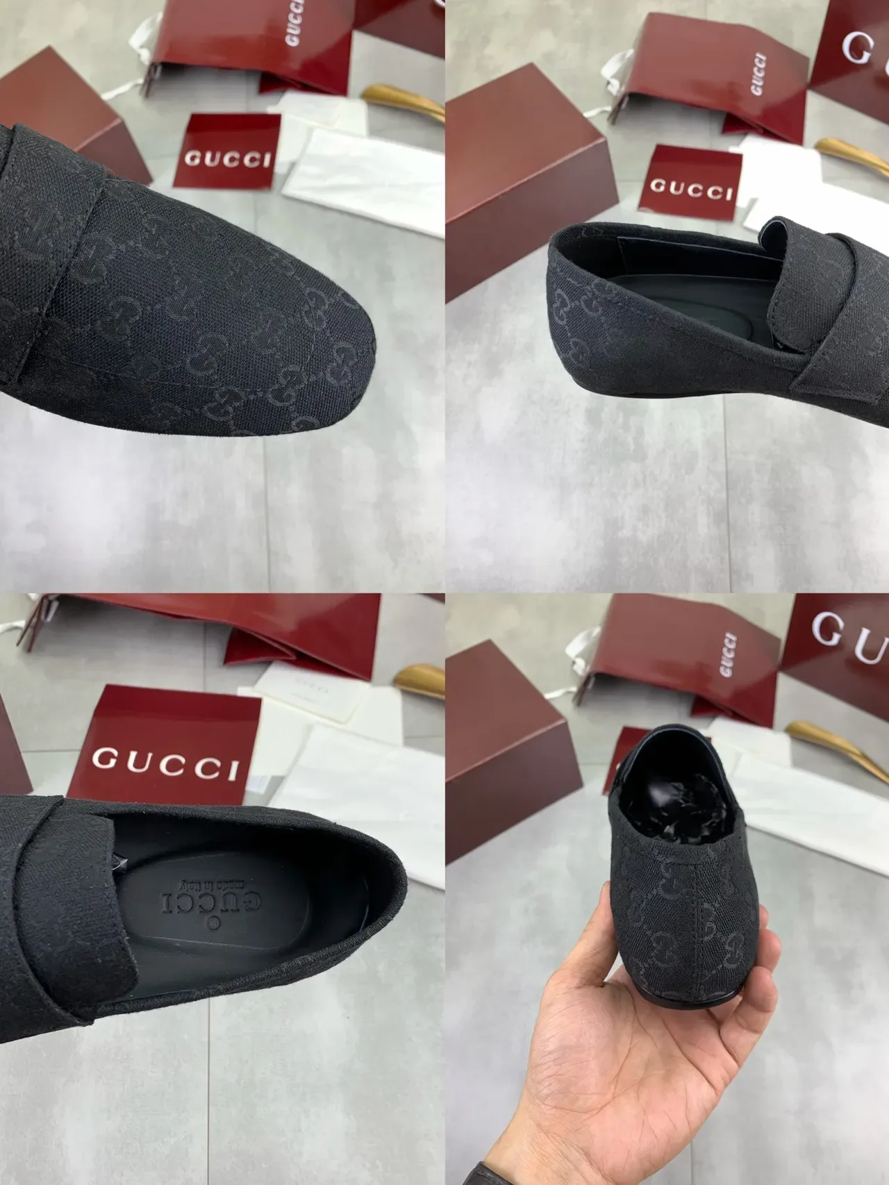Gucci GG Monogram Jacquard Mocassin Slip-On Noir 3