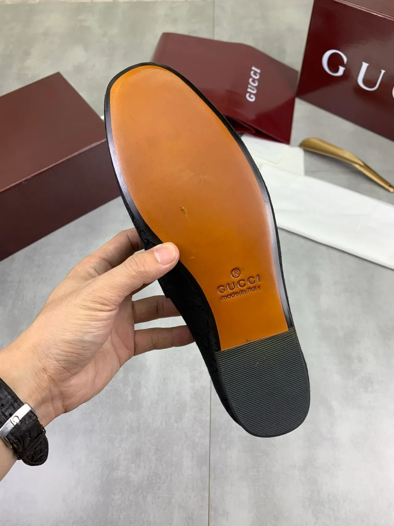 Gucci GG Monogram Jacquard Mocassin Slip-On Noir 4