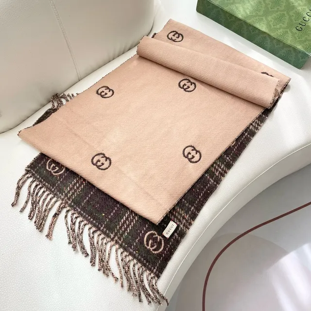 Gucci GG Monogram xadrez caxemira cachecol 6