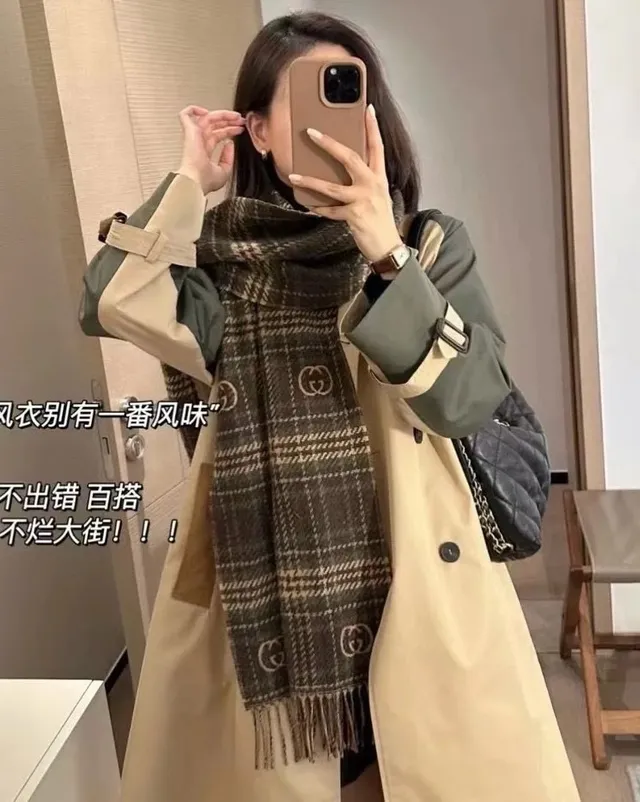 Gucci GG Monogram xadrez caxemira cachecol 9
