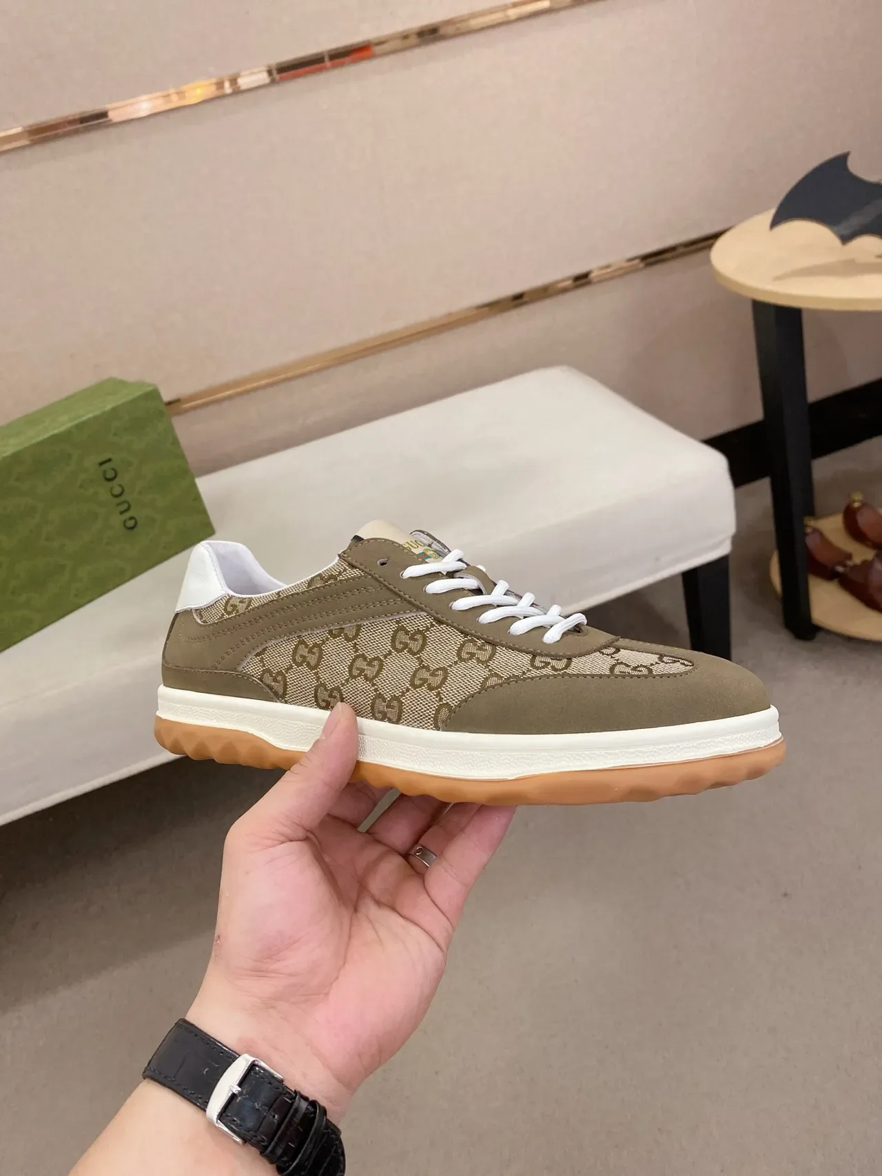 Gucci GG Monogram Camurça Tênis Lifestyle 5
