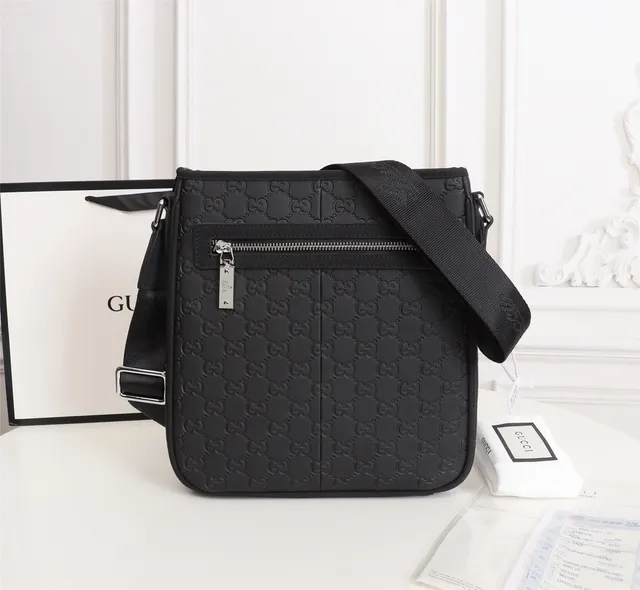 Gucci GG Supreme Messenger Sac Noir Vert Monogram Embossed Canvas Messenger Bag 2