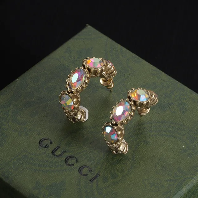 Gucci Pulseira de cabeça de leão de cristal iridescente dourado 5