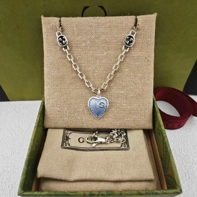 Gucci Heart Enamel Interlocking G Jewelry Set Necklaces 5