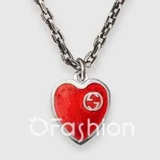 Gucci Heart Enamel Interlocking G Pendant Necklace