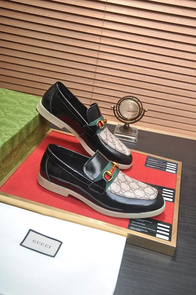 Gucci Horsebit 1955 Noir et Beige GG Monogram Mocassins 5