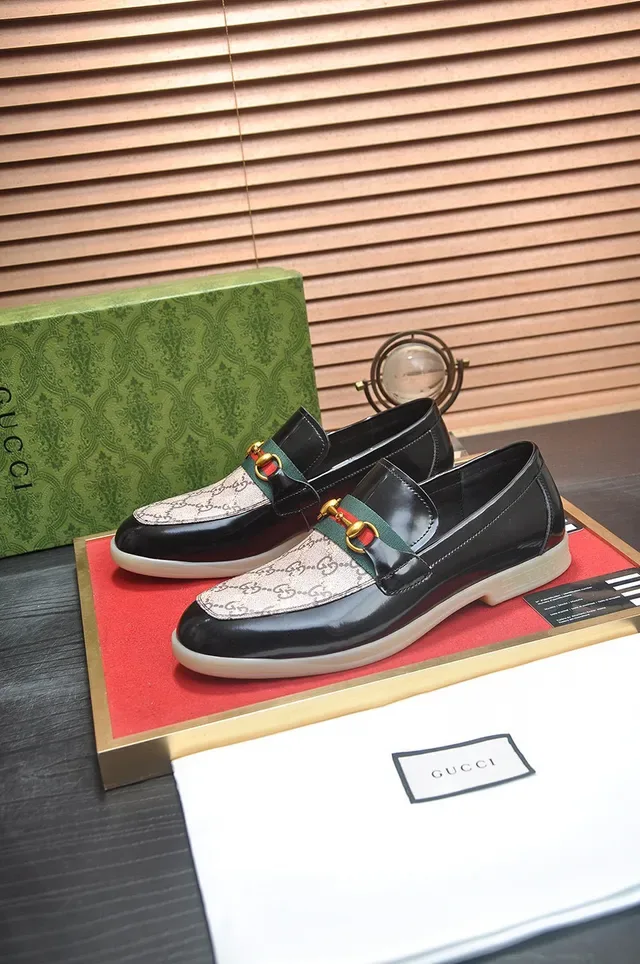 Gucci Horsebit 1955 Noir et Beige GG Monogram Mocassins 7