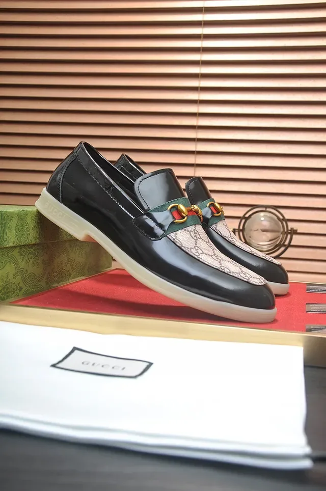 Gucci Horsebit 1955 Noir et Beige GG Monogram Mocassins 9