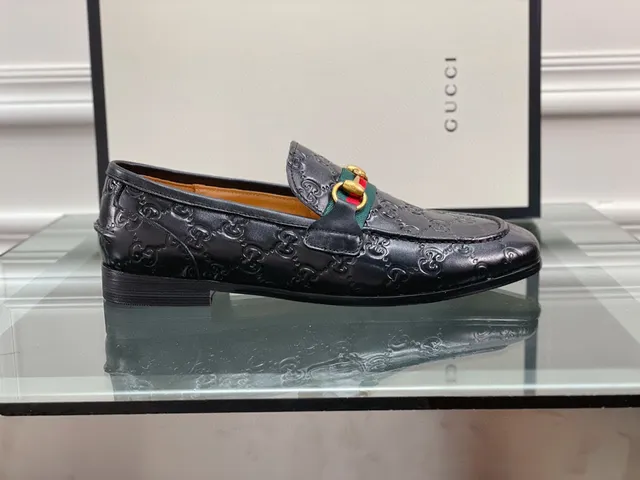 Gucci Horsebit 1955 Black Embossed GG Loafers 2