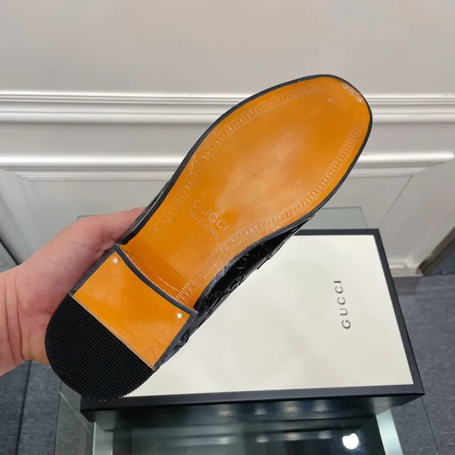 Gucci Horsebit 1955 Black Embossed GG Loafers 3