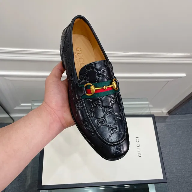 Gucci Horsebit 1955 Black Embossed GG Loafers 5