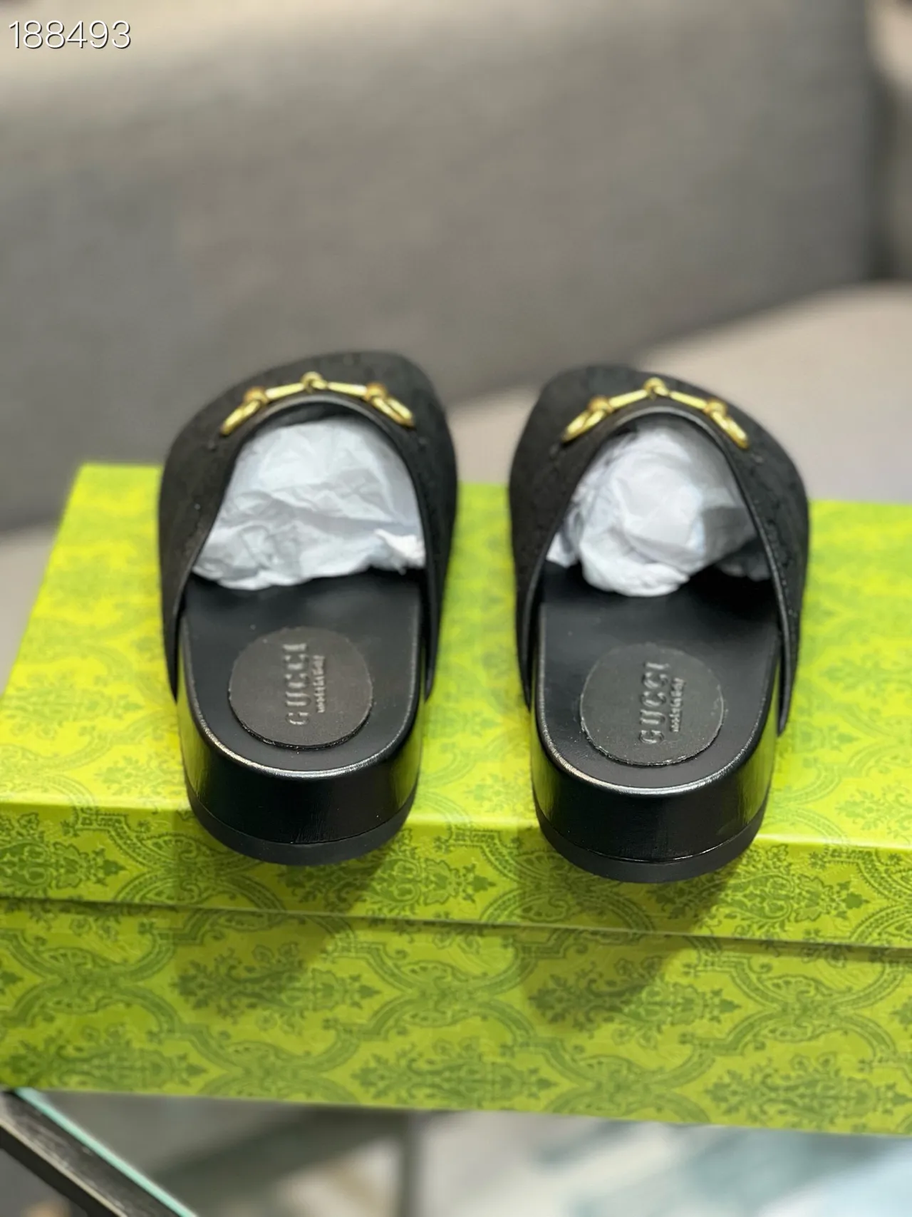 Gucci Horsebit 1955 Black GG Monogram Slipper 2