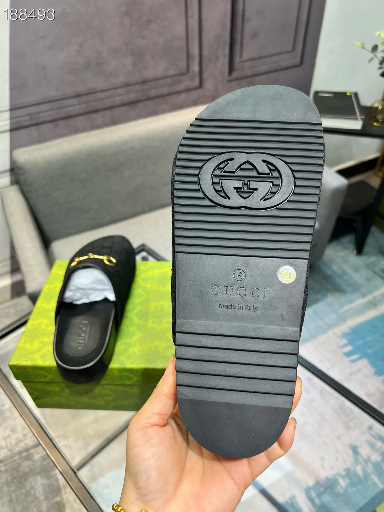 Gucci Horsebit 1955 Black GG Monogram Slipper 3