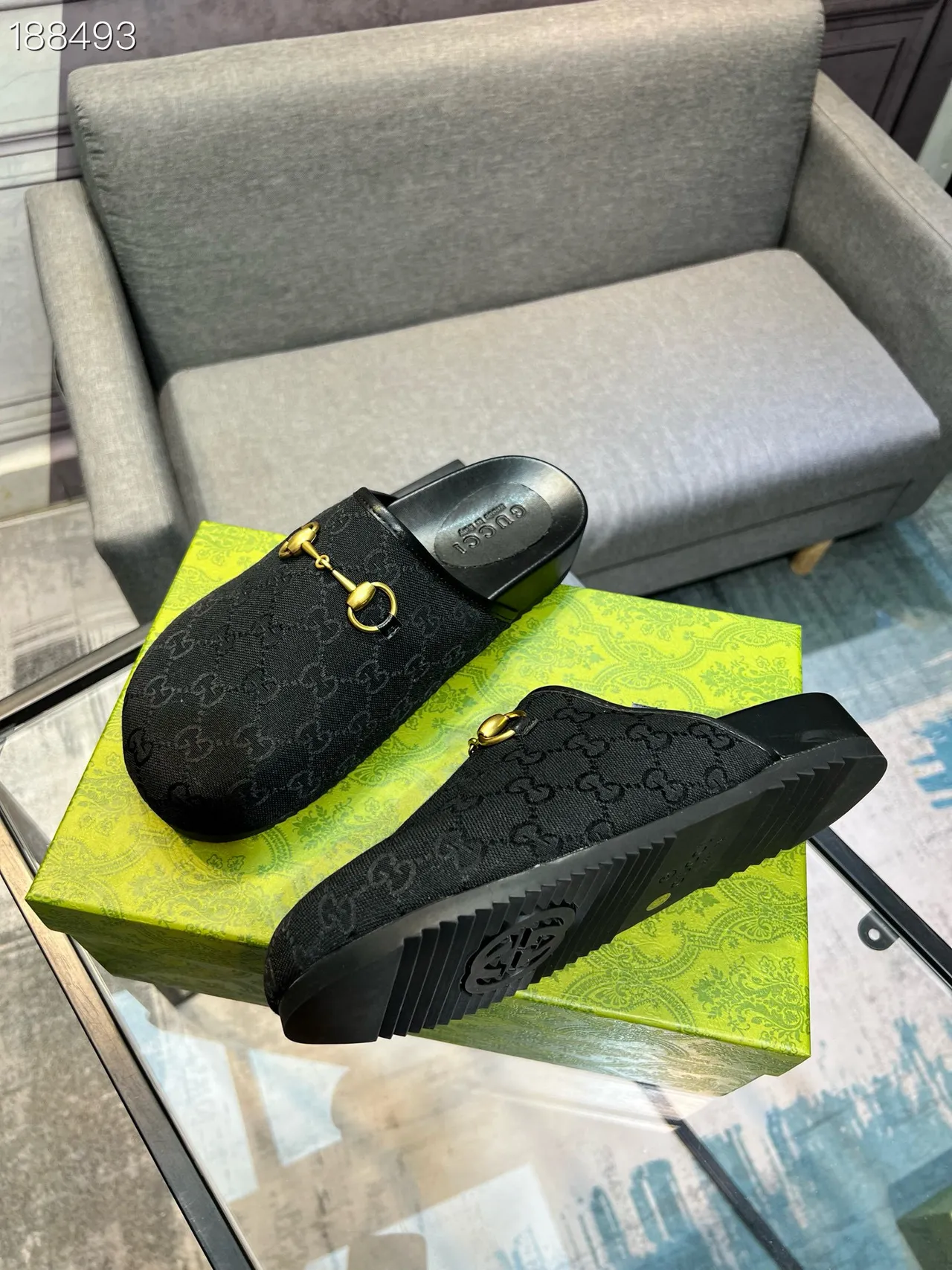 Gucci Horsebit 1955 Black GG Monogram Slipper 4