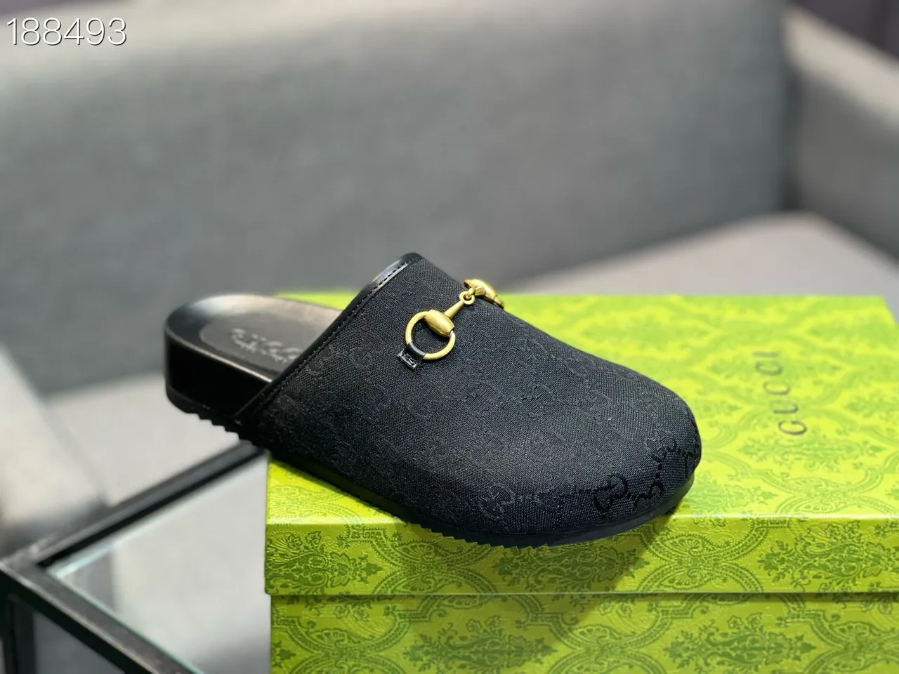 Gucci Horsebit 1955 Black GG Monogram Slipper 5