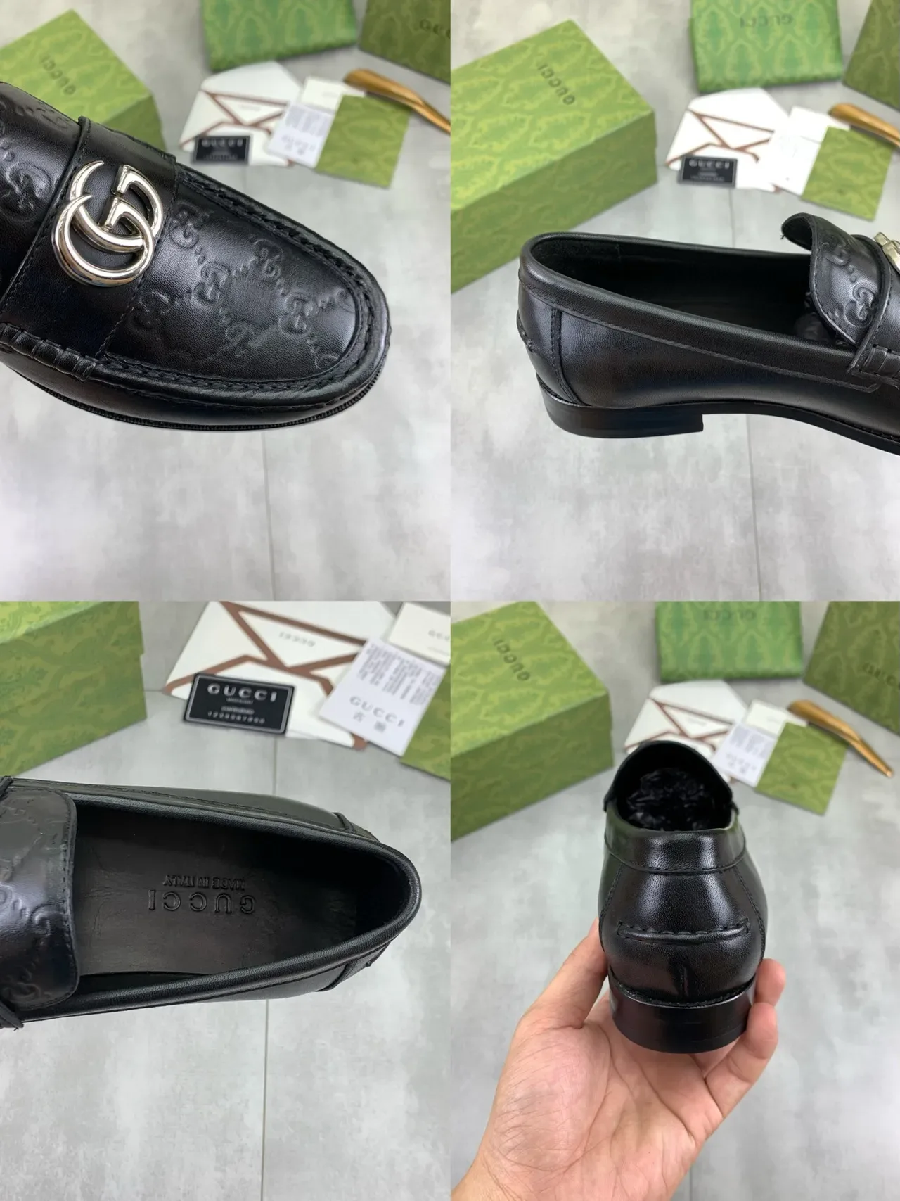 Gucci Horsebit 1955 Black Leather Embossed GG Loafer 2