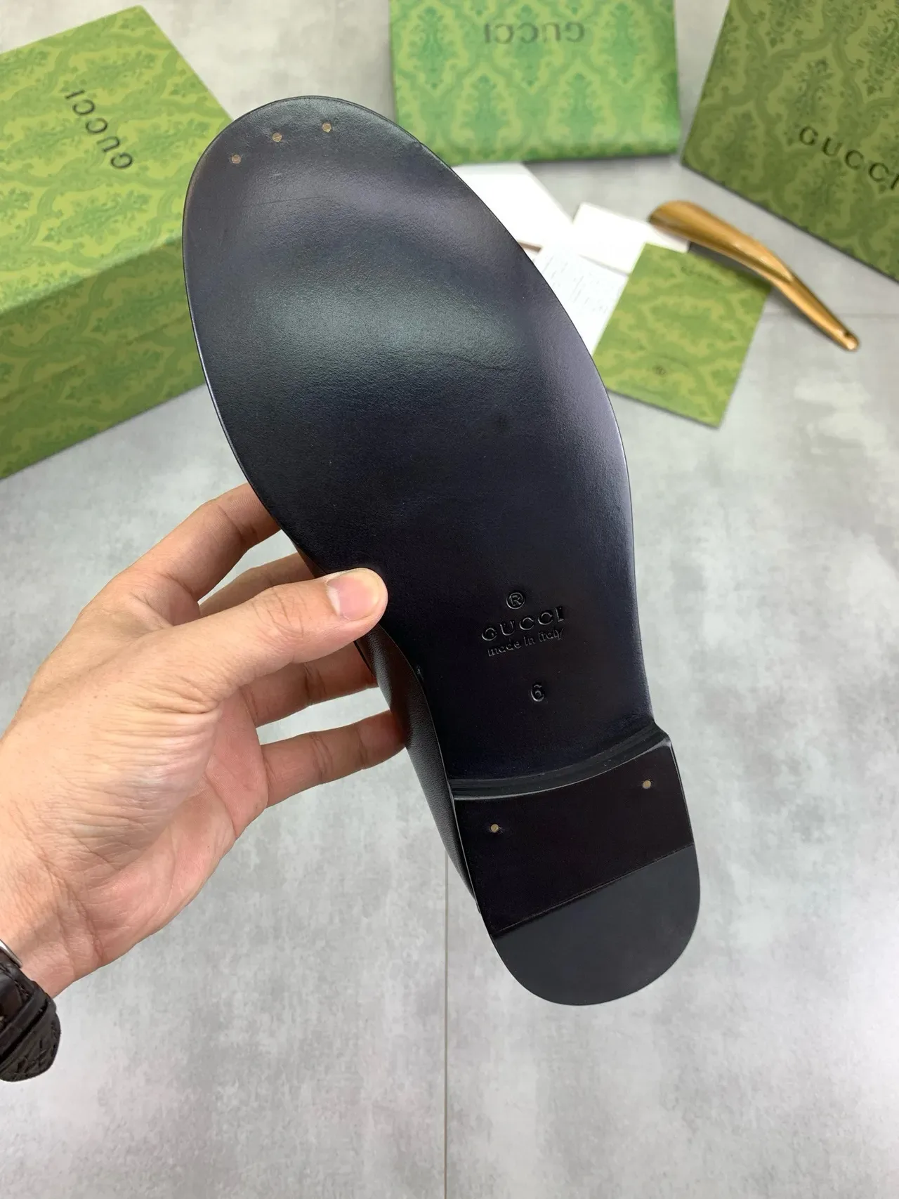 Gucci Horsebit 1955 Black Leather Embossed GG Loafer 3