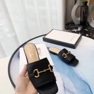 Gucci Horsebit 1955 Black Leather Horsebit Buckle Slippers