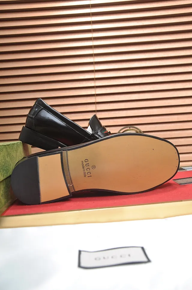 Gucci Horsebit 1955 Black Leather Web Loafers 3