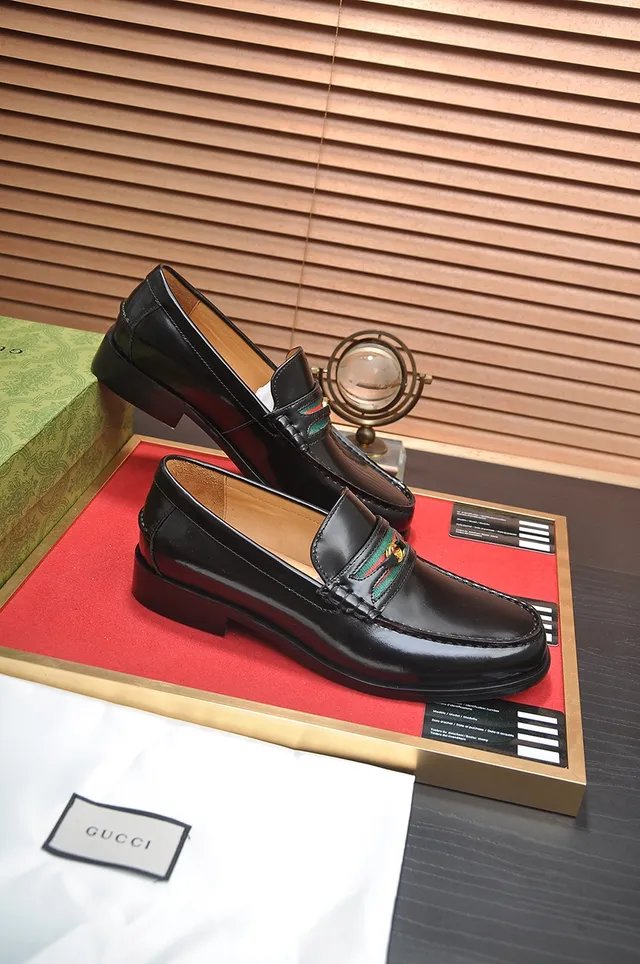 Gucci Horsebit 1955 Black Leather Web Loafers 4
