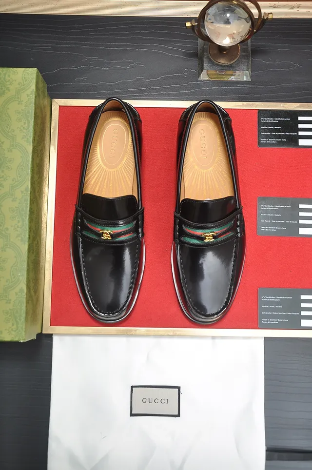Gucci Horsebit 1955 Black Leather Web Loafers 5