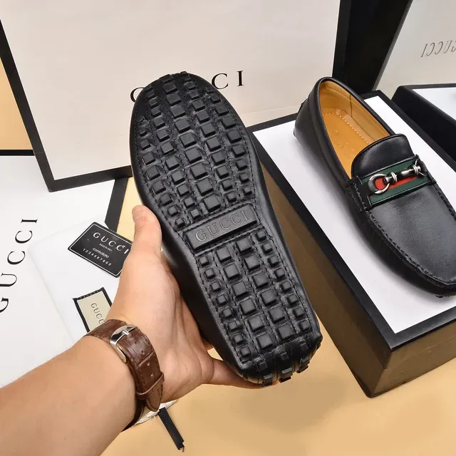 Gucci Horsebit 1955 Black Leather Web Stripe Loafers 4