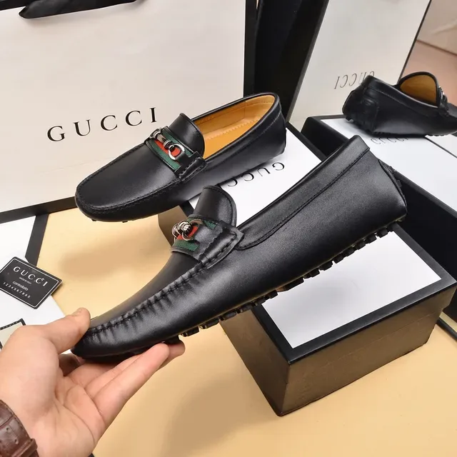 Gucci Horsebit 1955 Black Leather Web Stripe Loafers 5
