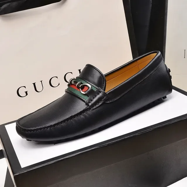 Gucci Horsebit 1955 Black Leather Web Stripe Loafers 6