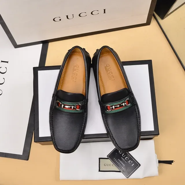 Gucci Horsebit 1955 Black Leather Web Stripe Loafers 8