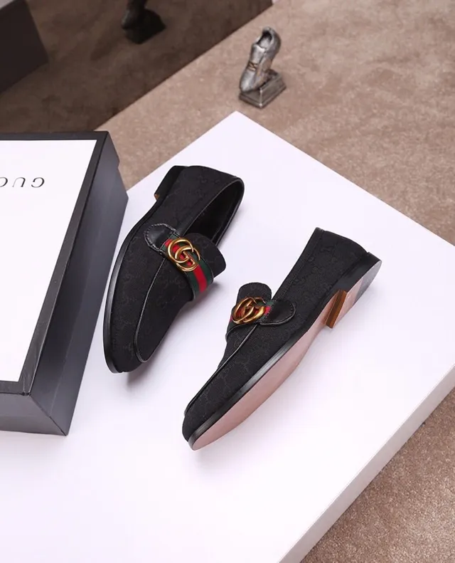 Gucci Horsebit 1955 Black Monogram Canvas Web Stripe Loafer 2