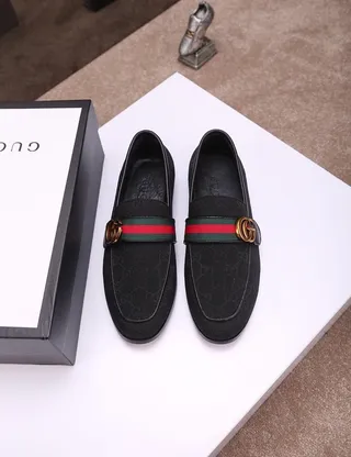 Gucci Horsebit 1955 Black Monogram Canvas Web Stripe Loafer 5