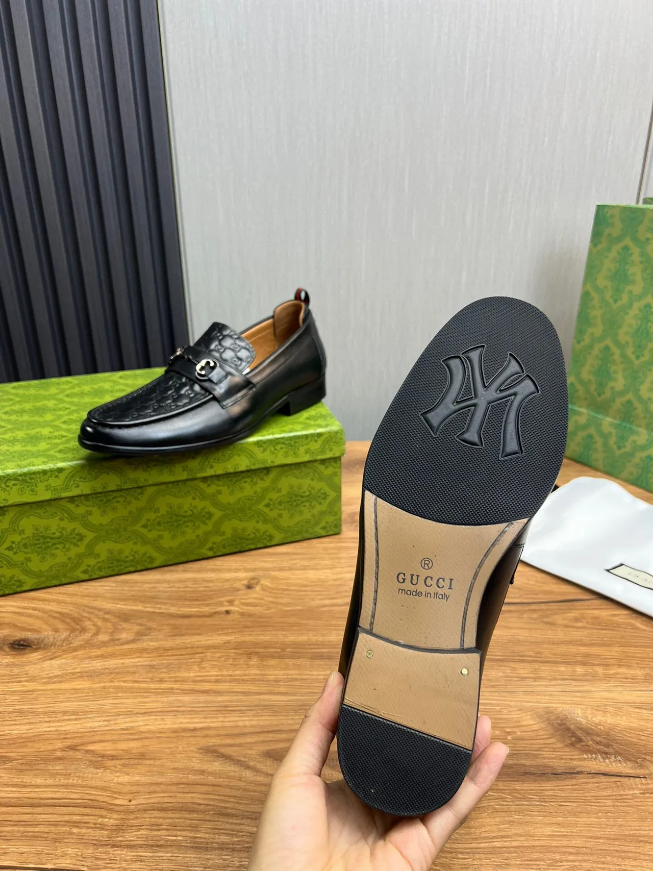 Gucci Horsebit 1955 Black Monogram Leather Loafer 2