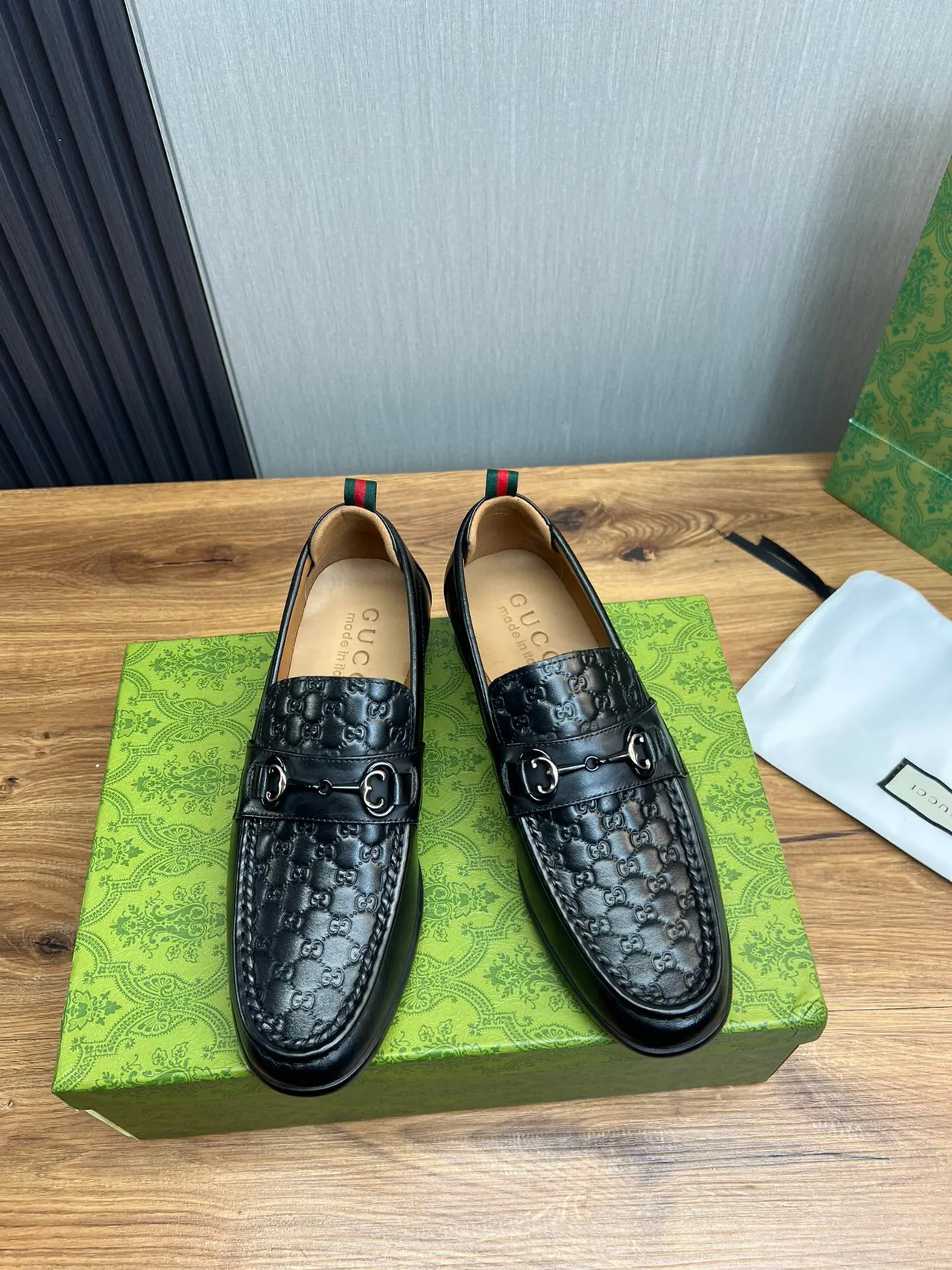 Gucci Horsebit 1955 Black Monogram Leather Loafer 4