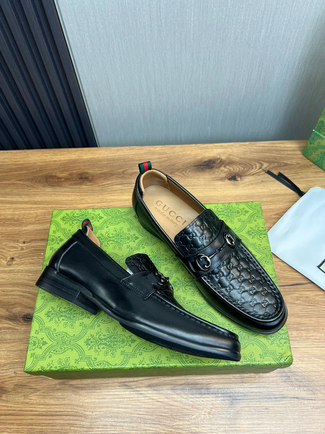 Gucci Horsebit 1955 Black Monogram Leather Loafer 6