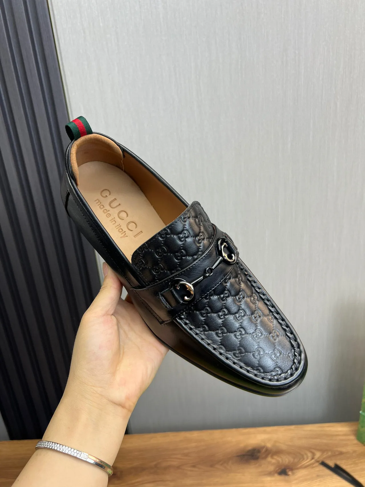 Gucci Horsebit 1955 Black Monogram Leather Loafer 8
