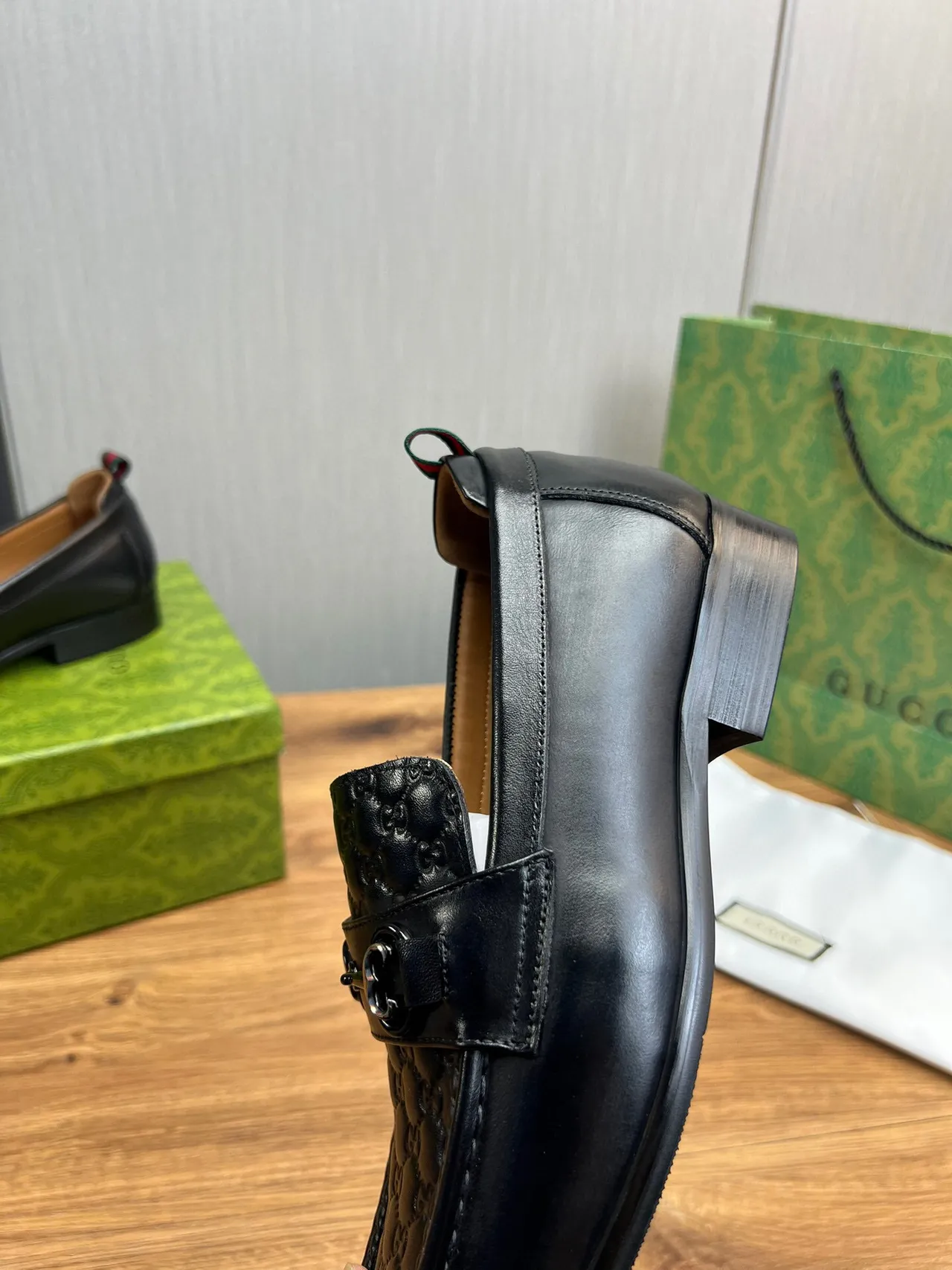 Gucci Horsebit 1955 Black Monogram Leather Loafer 9