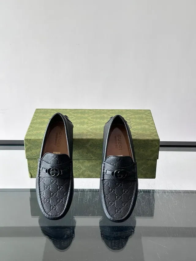 Gucci Horsebit 1955 Black Pebbled Leather Loafers 4